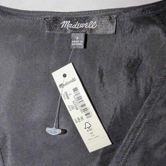 NWT Madewell | Cupro & Viscose Brushed Ruched-Front Top Long Sleeve Blouse | 2 - Picture 5 of 11